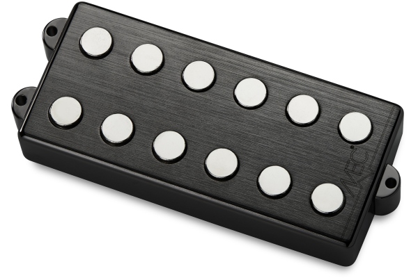 MEC Pickups  Passive MM-Style Bass Pickup, Metal Cover, 6-String, Bridge - Brushed Black Chrome