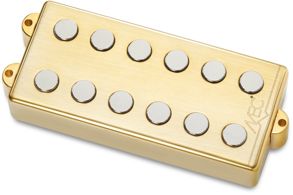 MEC Pickups  Passive MM-Style Bass Pickup, Metal Cover, 6-String, Neck - Brushed Gold