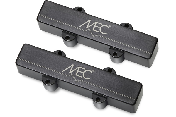  Active J/J-Style Bass Pickup Set, Metal Cover, 5-String - Brushed Black Chrome