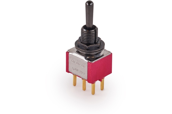  Mini Toggle Switch, Long, Print, ON/ON/ON, DP3T - Black