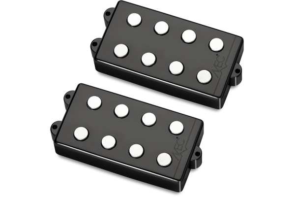 MEC Pickups  Passive MM-Style Bass Pickup Set, Metal Cover, 4-String - Black Chrome