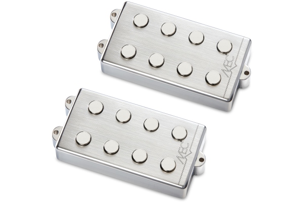 MEC Pickups  Passive MM-Style Bass Pickup Set, Metal Cover, 4-String - Brushed Chrome