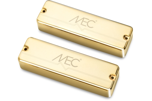 MEC Pickups  Active Soapbar Humbucker Bass Pickup Set, Metal Cover, 5-String - Gold