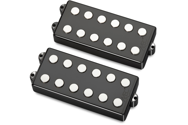 MEC Pickups  Passive MM-Style Bass Pickup Set, Metal Cover, 6-String - Black Chrome