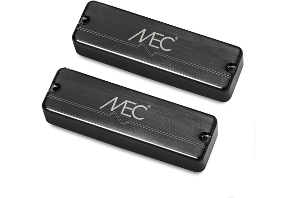 MEC Pickups  Passive Soapbar Humbucker Bass Pickup Set, Metal Cover, 5-String - Brushed Black Chrome